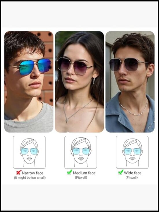 Classic Square Aviator Polarized Sunglasses Oversized Double Bridge Metal Frame main image 7